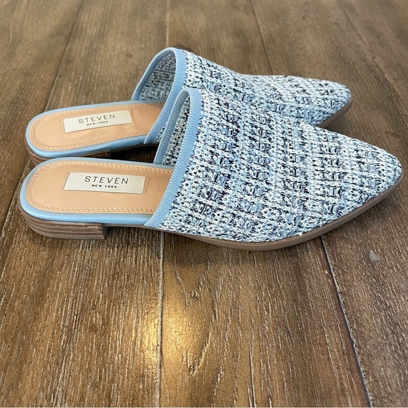 Steven New York Tweed Valera Slip On Mule Pointy Toe Women’s 6.5 Blue - Picture 2 of 5